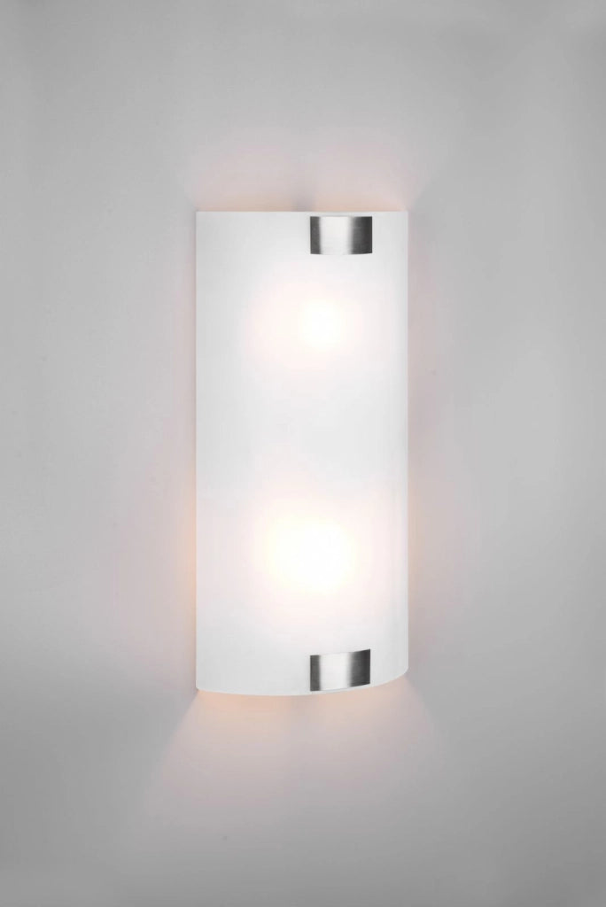 PURA APPLIQUE VETRO RETTANGOLARE GANCI METALLO ACCIAIO L.20 X H.40CM 2 LUCI ATTACCO E27