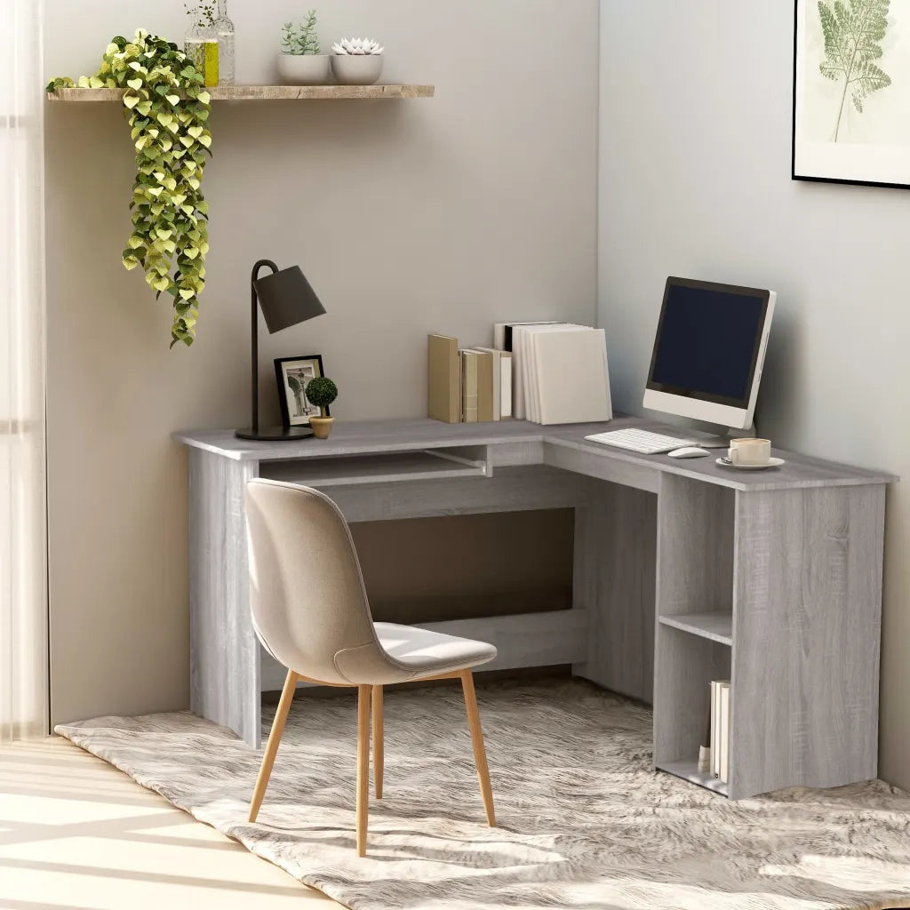 Scrivania | Tavolo da Ufficio Angolare Grigio Sonoma 120x140x75cm Legno Multistrato
