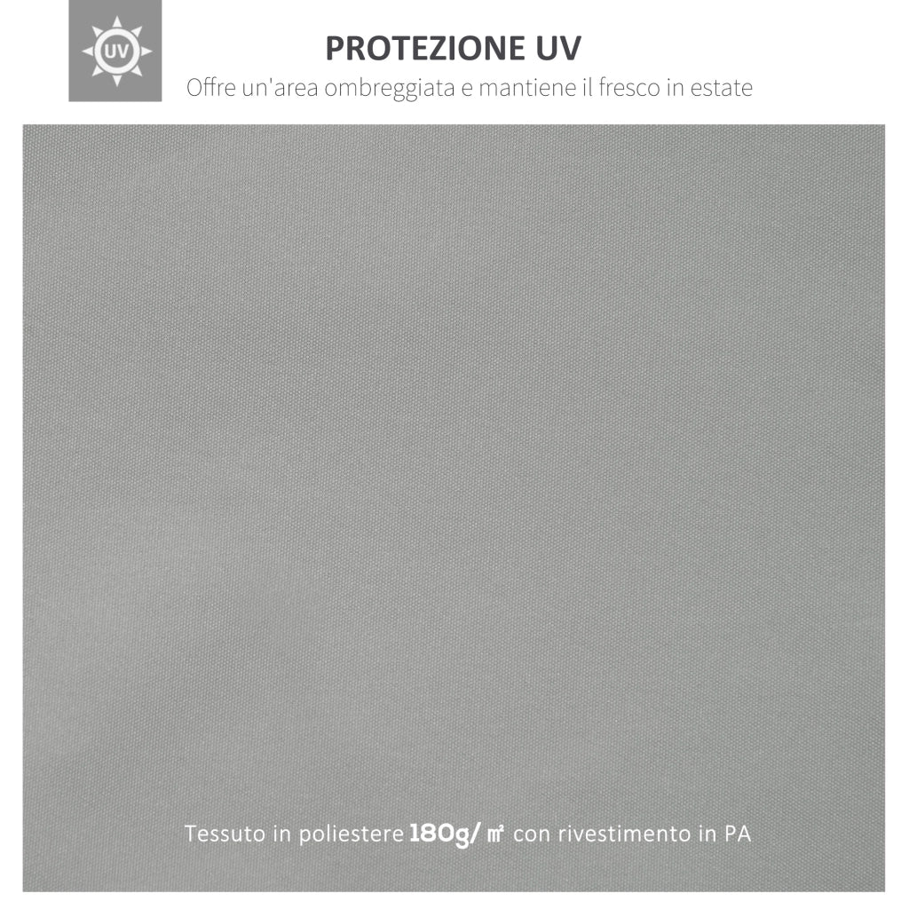 Copertura per Gazebo 4x3 m a 2 Livelli in Poliestere con Cinghie e 10 Fori di Drenaggio. Grigio