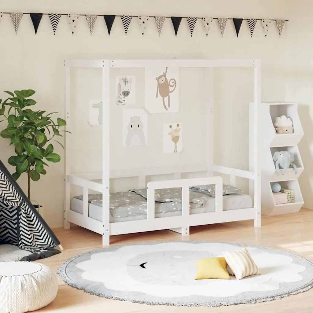 Giroletto per Bambini | Letto Infantile | Lettino Bianco 70x140cm in Legno Massello di Pino