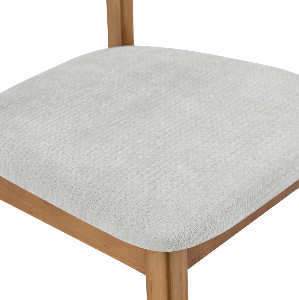 Set di 2 sedie da pranzo con schienale ovale e maniglia; legno; grigio