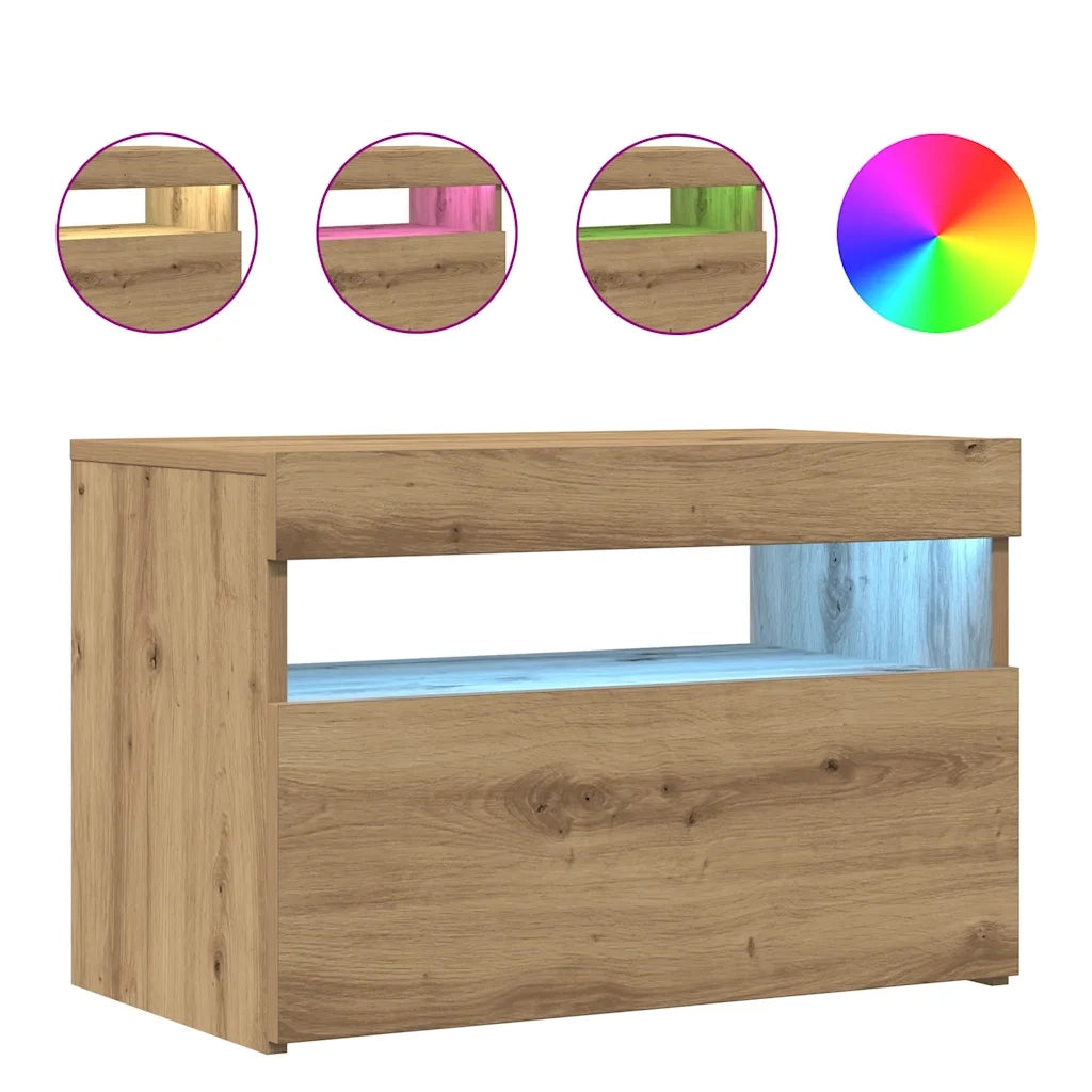 vidaXL Mobile Porta TV con LED Artigianale 60x35x40 cm Multistrato