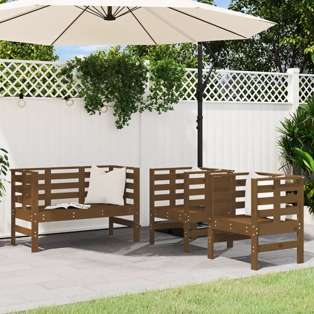 Set Salotto da Giardino 3 pz Ambra in Legno Massello di Pino 825145