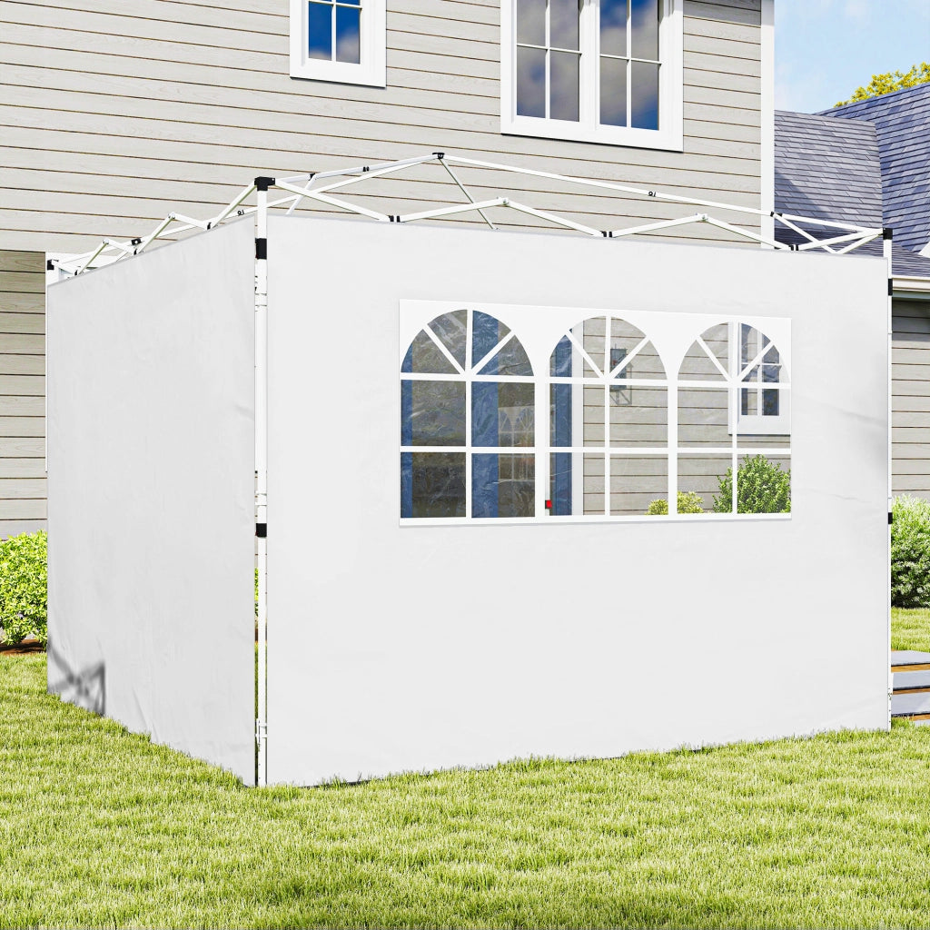 Pannelli laterali per gazebo 3x3 m con finestra ¨C zephmum ¨C Tessuto Oxford bianco, 2 pezzi
