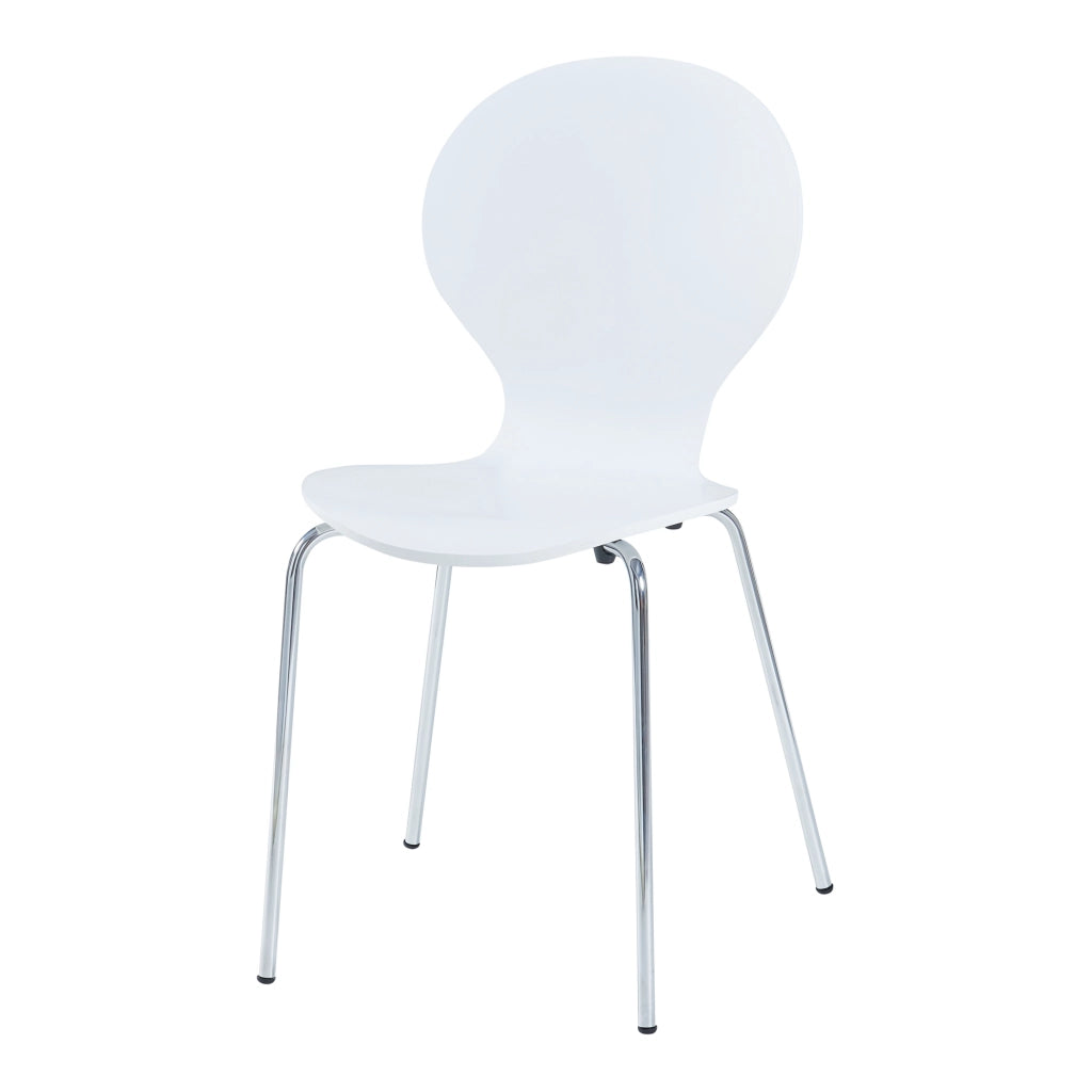Set di 4 Sedie da Sala ETNE Impilabili - Bianco / Cromato [en.casa]
