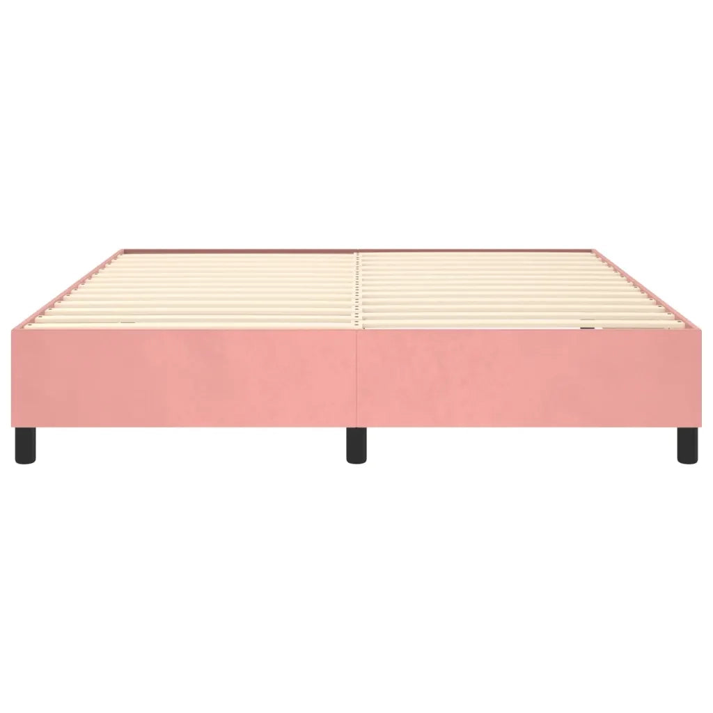 Struttura Letto a Rete a Molle-Giroletto Rosa 180x200 cm in Velluto 115452
