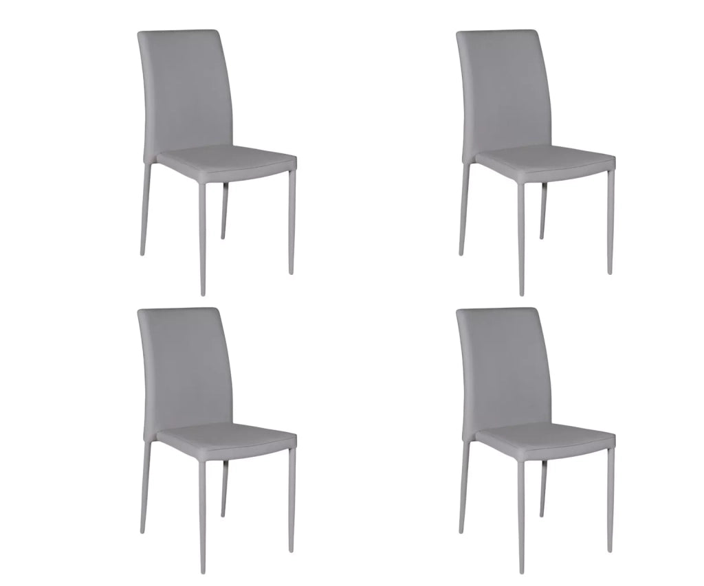 Set 4 sedie moderne in ecopelle grigio chiaro con struttura in metallo (712) - Mobili 2G