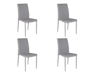 Set 4 sedie moderne in ecopelle grigio chiaro con struttura in metallo (712) - Mobili 2G