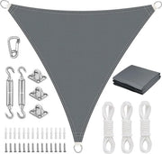Tendal solare, triangolare, 4 x 4 x 4 m, con fissaggio, tenda solare impermeabile, zonatura, protezione UV, telo da tenda senza fori, adatto per balcone, giardino, terrazzo e campeggio, grigio