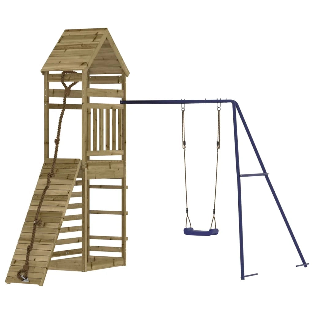 Altalene per parco giochi all'aperto scivolo altalene robuste giochi da giardino 245 x 257 x 264 cm legno di pino impregnato 02_0004783