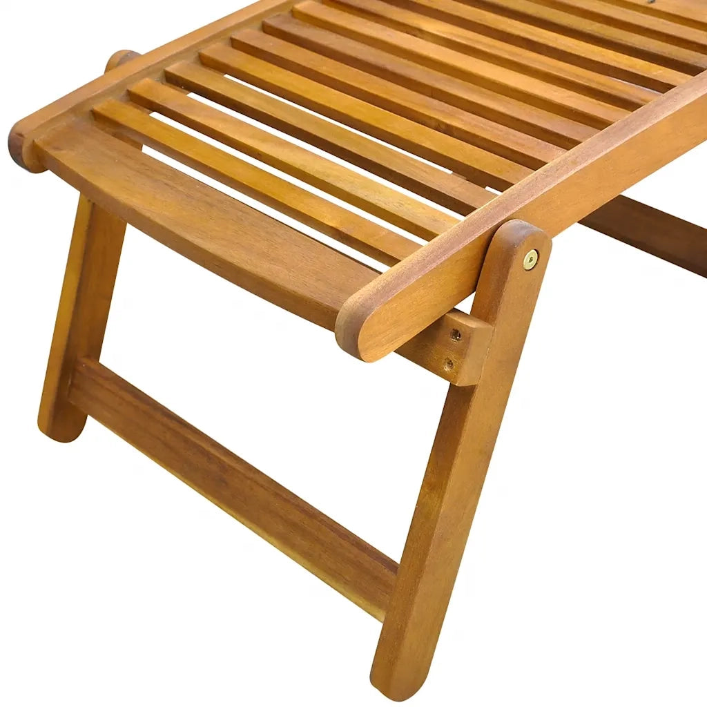 Sedia a Sdraio con Poggiapiedi in Legno Massello di Acacia 41806