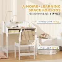 Set Scrivania per Bambini con Spazio di Archiviazione, Scomparti Aperti, Sedia, 3-8 Anni, Legno