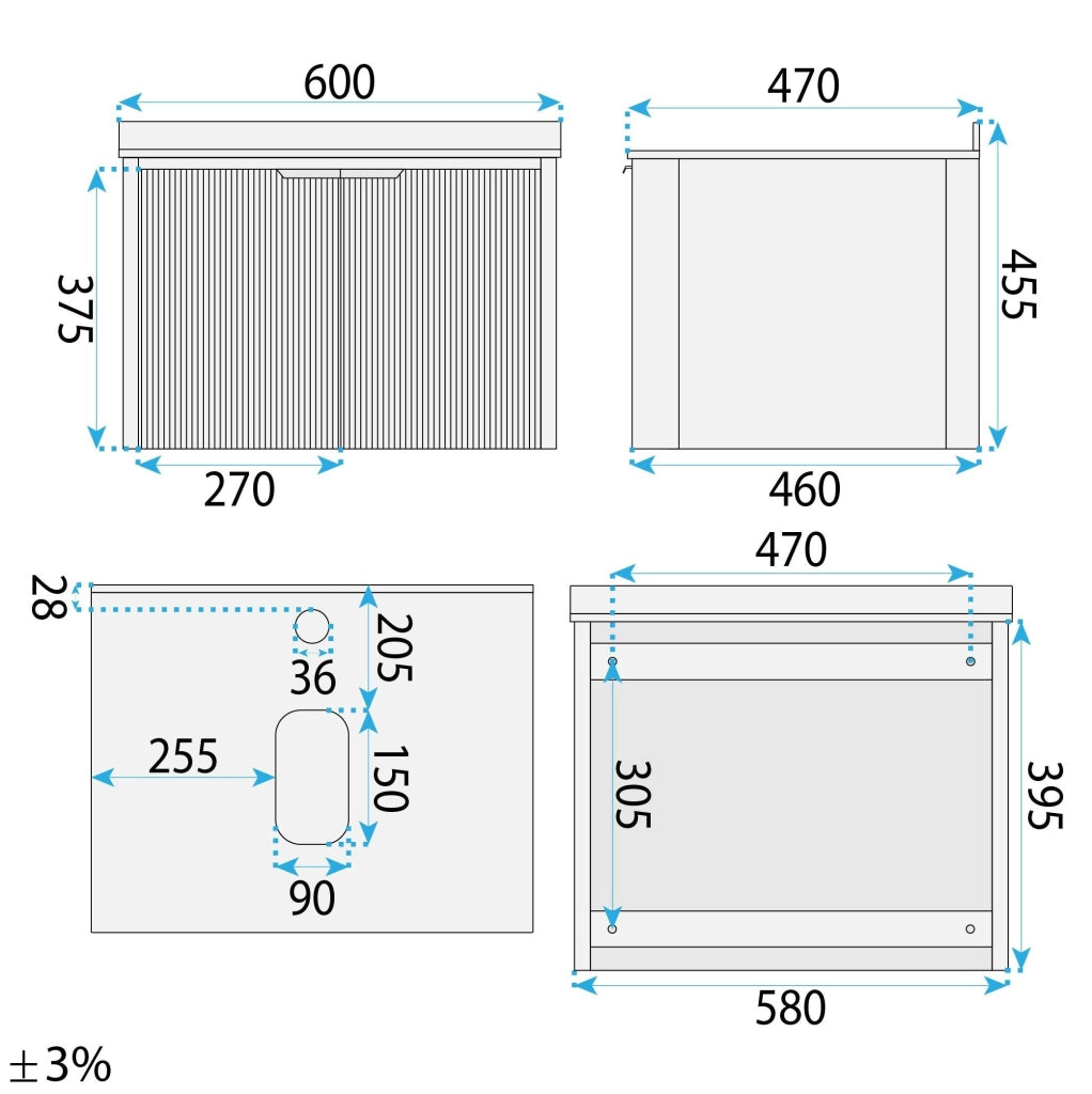 Set Di Mobili Da Bagno Con Top Marti 60cm Beige