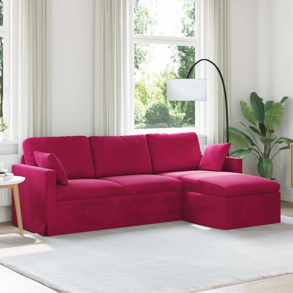 Divano Rosso Vino 228 x 134 x 80 cm Velluto 42024472