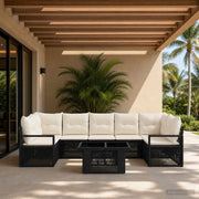 Set Divano da Giardino 8 pz Nero e Bianco Crema polyrattan 3437062