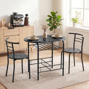 TAVOLO Set 3 pezzi con 2 sedie 80x52x76 cm Nero effetto marmo