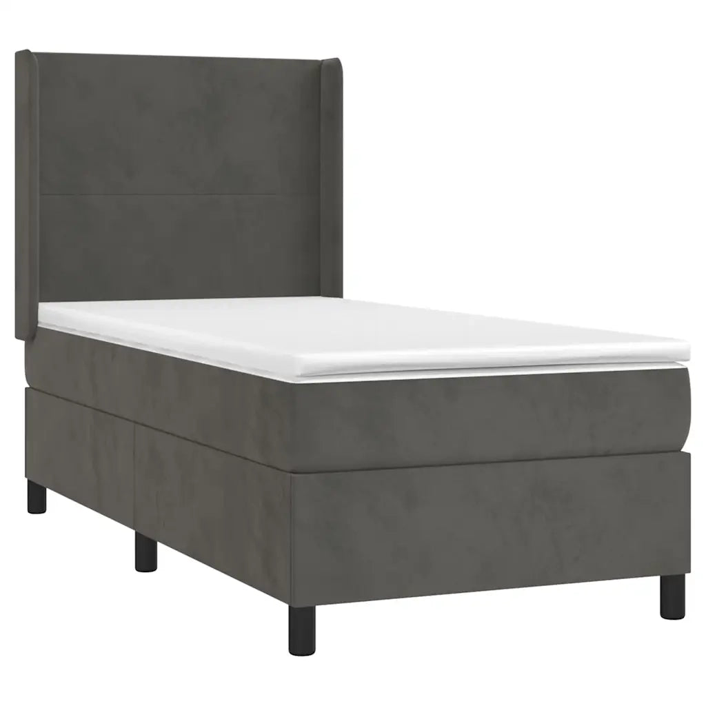 Giroletto a Molle con Materasso Grigio Scuro 90x200 cm Velluto 3132538