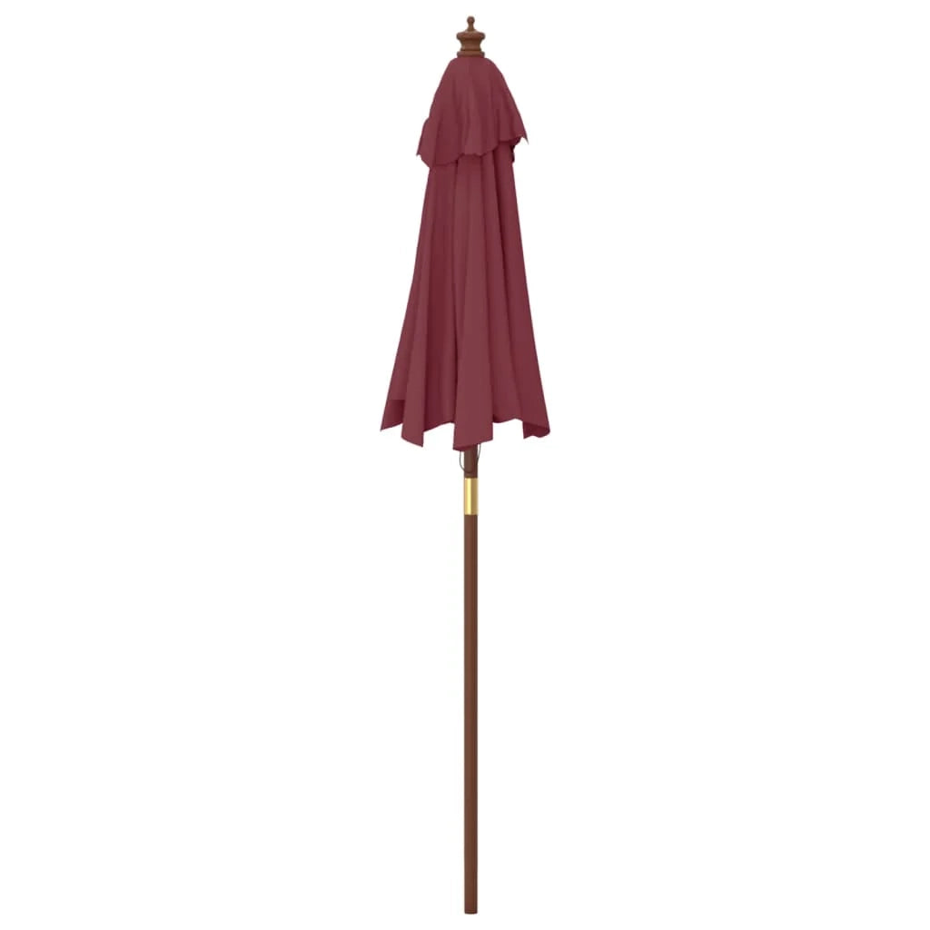 Ombrellone da giardino con palo in legno 196 x 231 cm rosso bordeaux 02_0008347