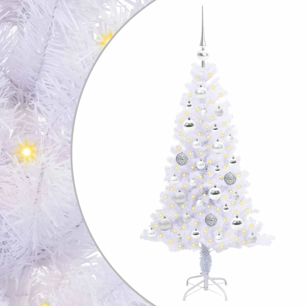 Albero di Natale Artificiale-Albero Natalizio Bianco 120 cm PVC e Acciaio 193499