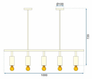 Lampada Pensile Metallo Black Loft APP611-5C