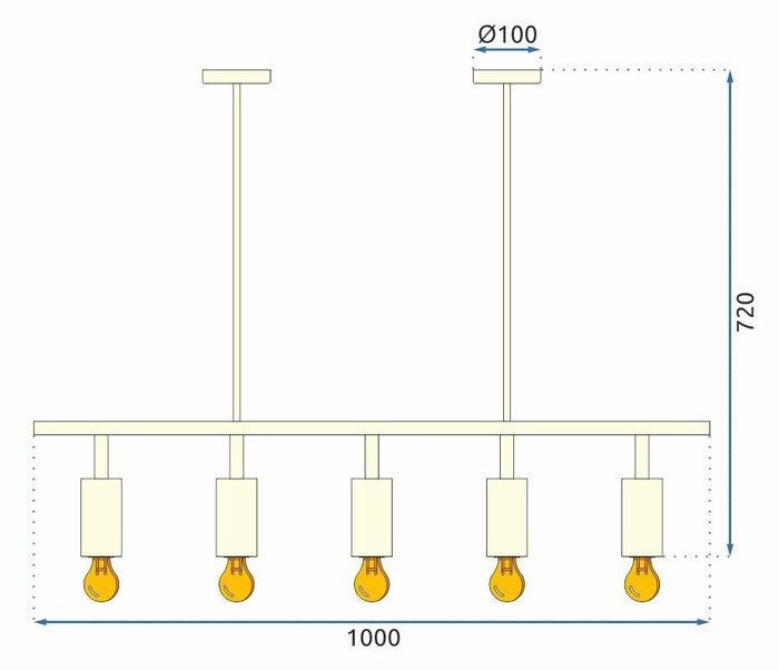 Lampada Pensile Metallo Black Loft APP611-5C