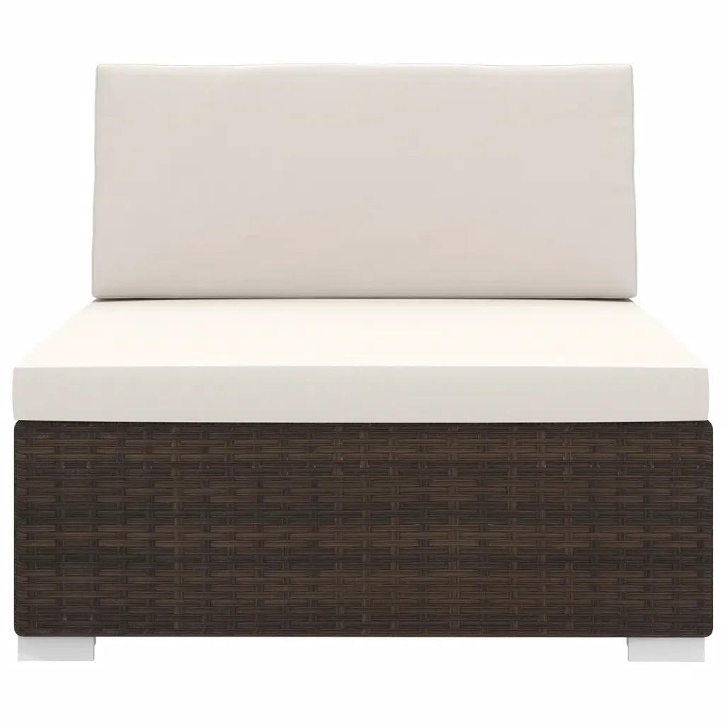 Seduta Centrale Modulare con Cuscini in Polyrattan Marrone