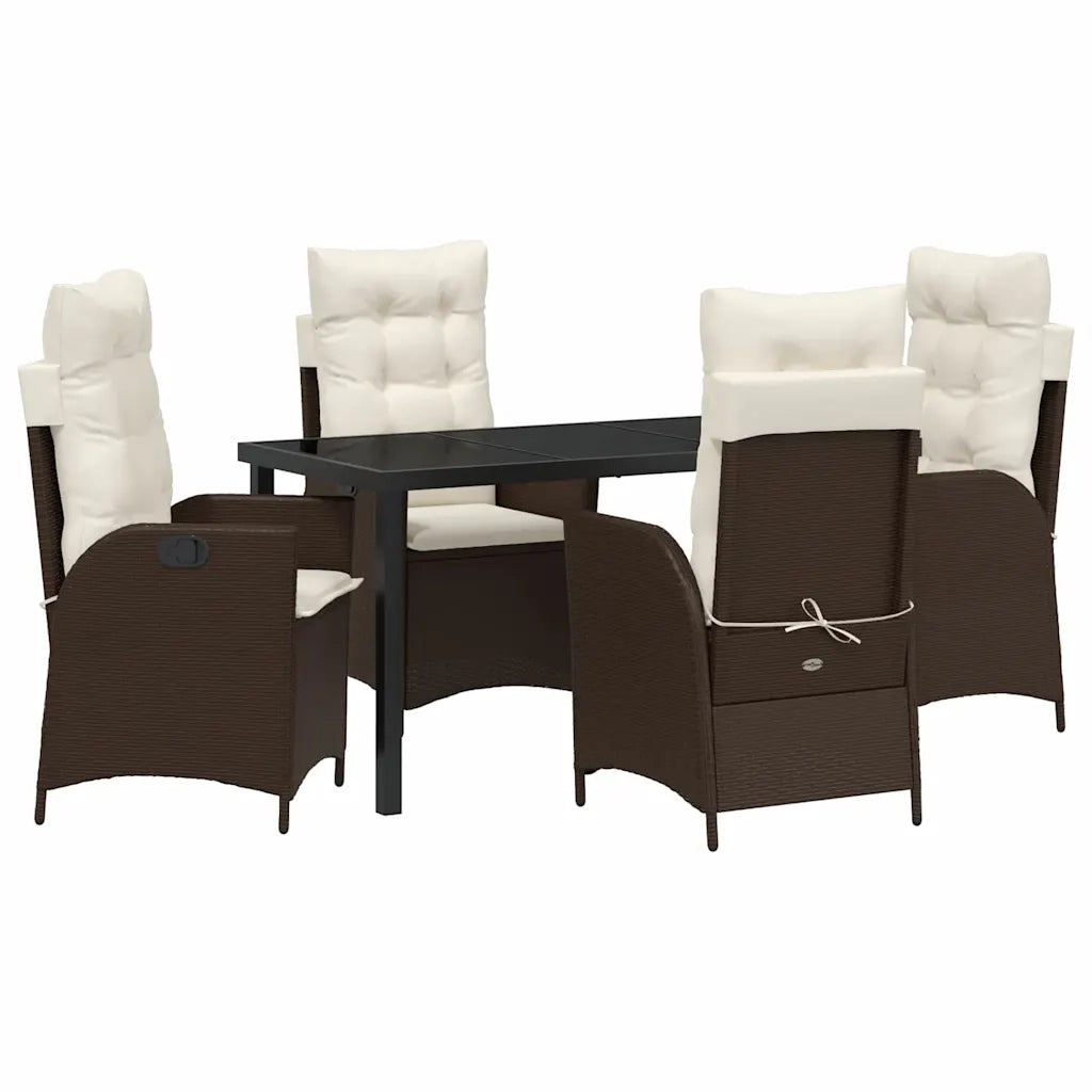 Set da Pranzo per Giardino con cuscino 5 pcs Marrone polyrattan 3380493
