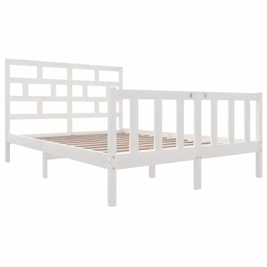 Giroletto-Struttura Letto Bianco in Legno Massello di Pino 140x200 cm 958390