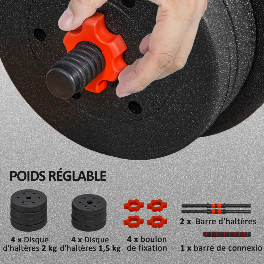 Set Manubri Regolabili 15 Kg 2 in 1 con Bilanciere ¨C Xylo ¨C Pesi Componibili per Allenamento