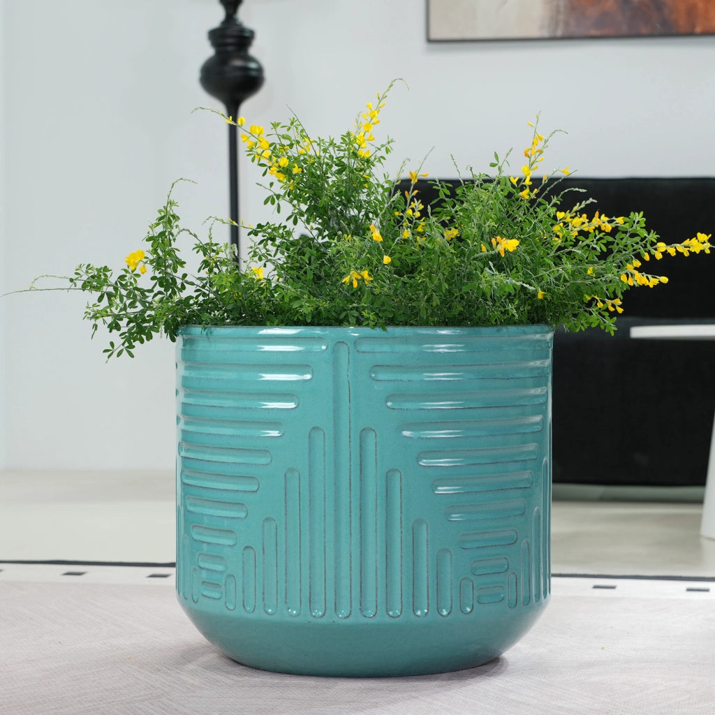 VASO DA FIORI IN CERAMICA Ø 42 CM CIANO, SINGOLO