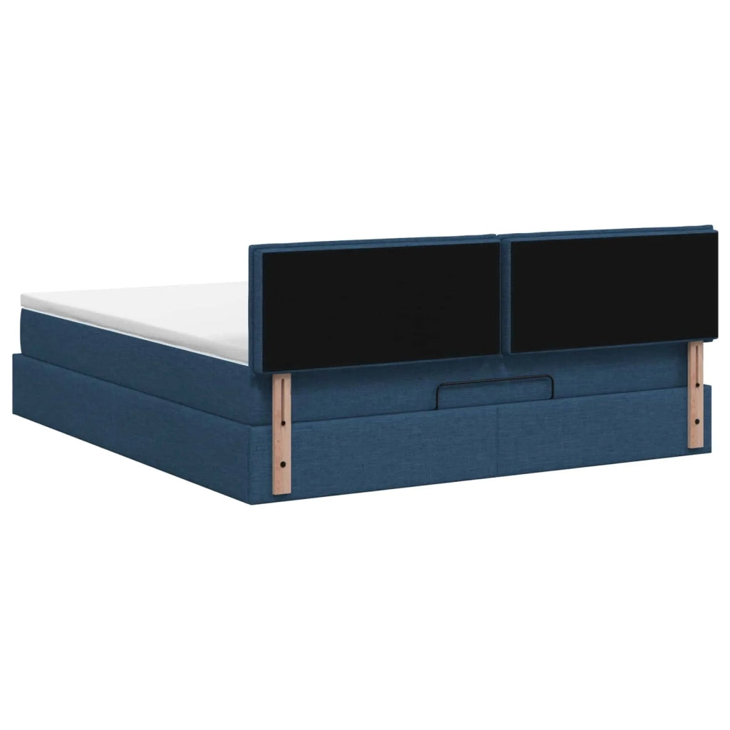 Letto ottomano con materasso Blu 180 x 200 cm Tessuto 3456267