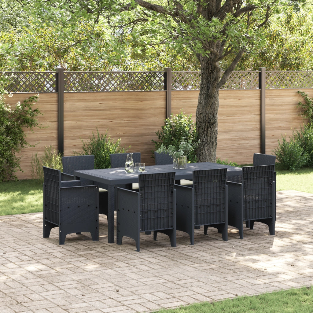 Set da Pranzo da Giardino in 9 Pezzi con Cuscini Antracite