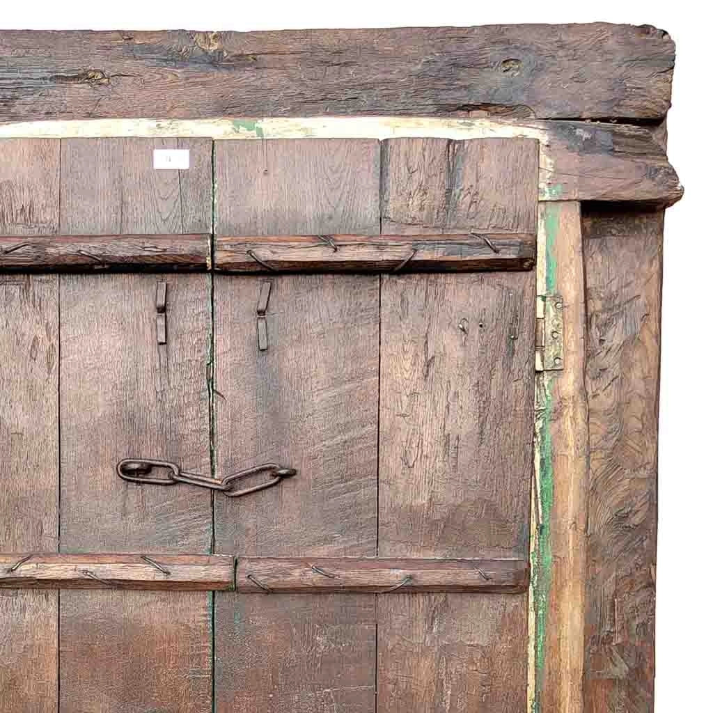 Porta in legno marrone con finitura artigianale, 130x14x190 cm h