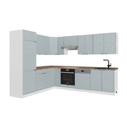 Cucina angolare completa Fame-Line Blu-grigio chiaro/Bianco 287 x 60 cm, PL Rovere Vicco