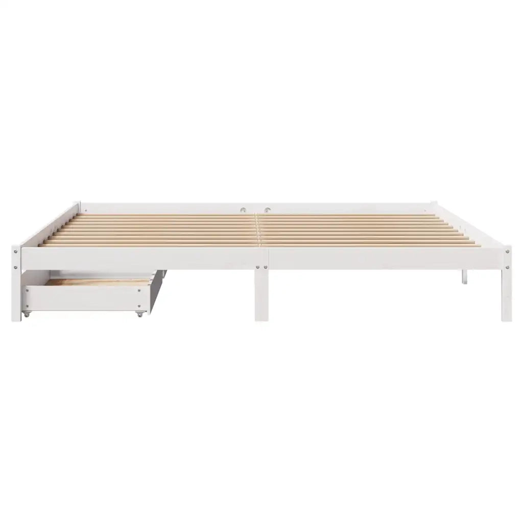 Giroletto senza Materasso Bianco 200x200 cm Legno Massello Pino