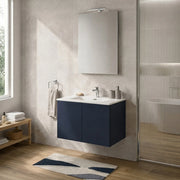 Mobile bagno sospeso 80 cm blu due ante e lavabo Tierra