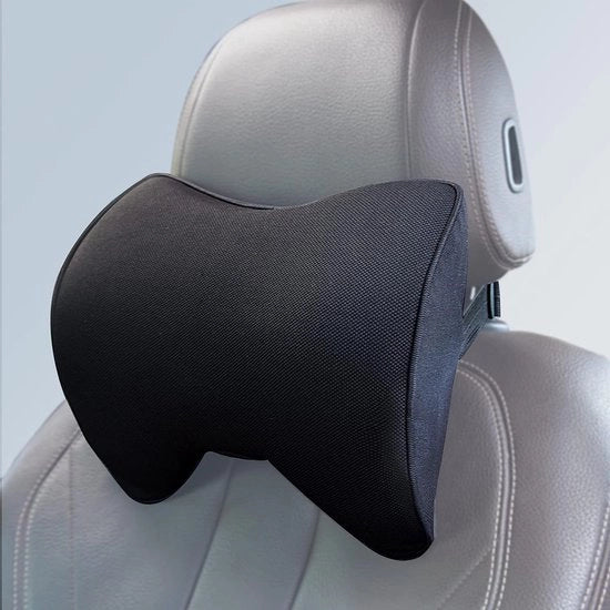 Cuscino per auto, schiuma di espansione, cuscino, cuscino per testa, offre cinturino regolabile e copertura lavabile, per l'ordine dei passeggeri, comodo, morbido e doppio (nero)