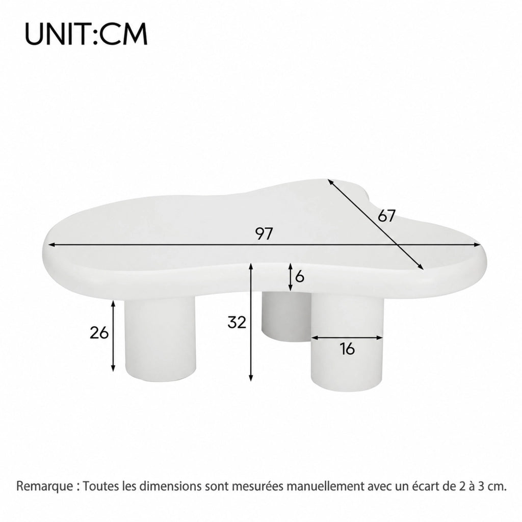 TAVOLINO DA SALOTTO Nuvola 97x67x32 cm MDF Bianco