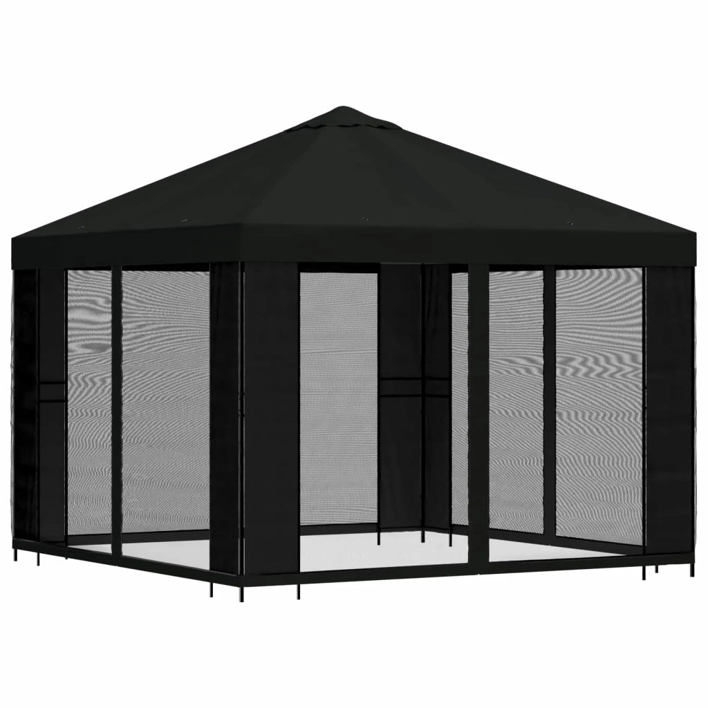 Gazebo da giardino con pareti laterali 3 x 3 m Nero