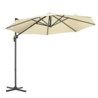 Ombrellone da Giardino Decentrato 3x2.5 m con Angolazione Regolabile e Girevole a 360°, Crema