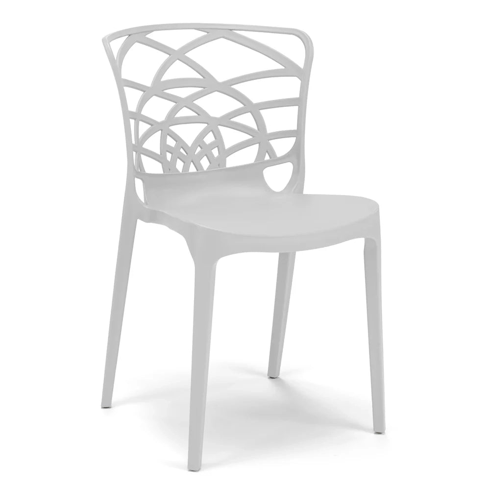 Set 6 sedie in polipropilene ARMONIA, impilabile, resistente ai raggi UV, design moderno, ideale per sala da pranzo, cucina, sala d’attesa, bar, ristoranti o giardino, colore Bianco