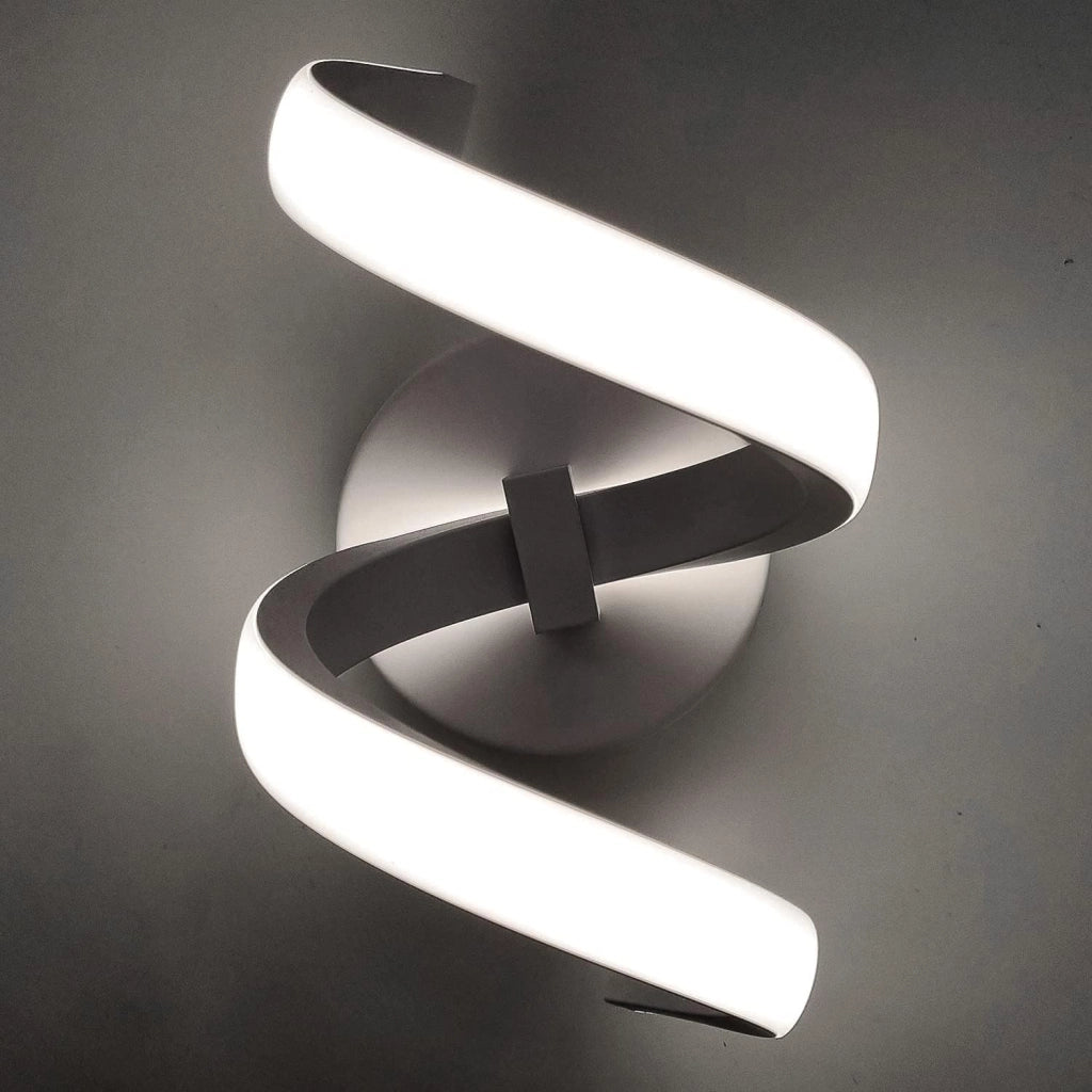 Applique LED da Parete 12W 960 Lumen, Selezione Colore Luce Calda/Naturale/Fredda, Design Curvo Bianco Moderno per Interni, 337x180x150mm, IP20