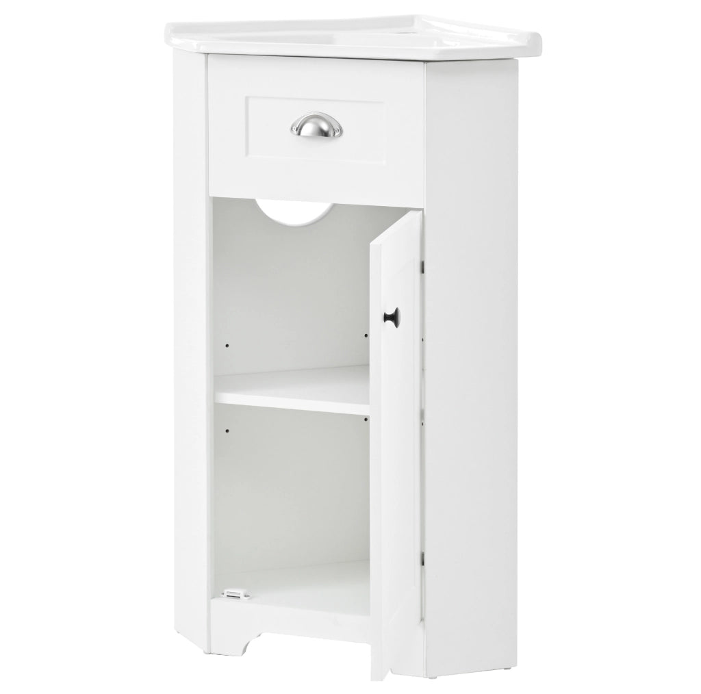 Mobile bagno freestanding con lavabo in ceramica 59x42;5x90;5 cm; MDF bianco