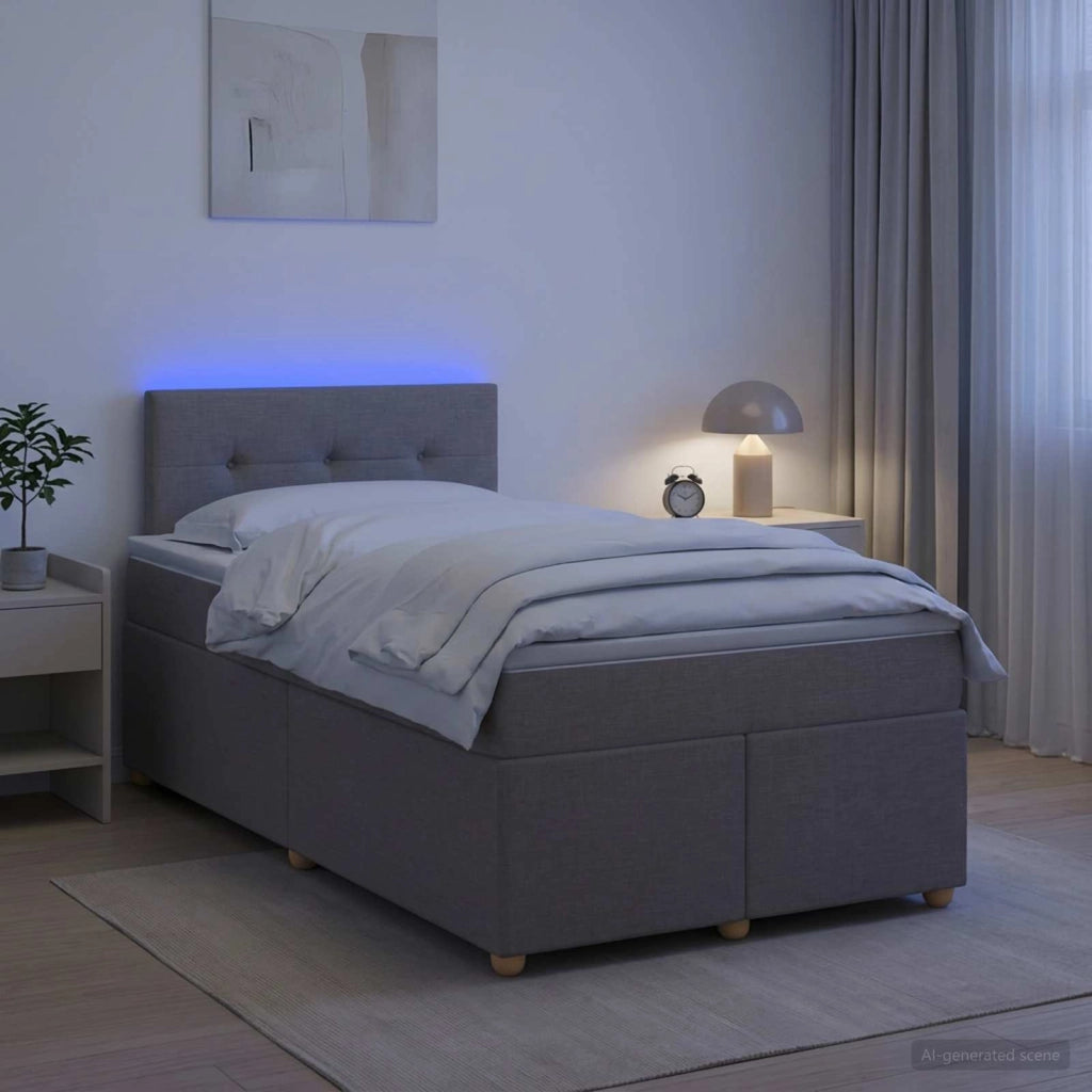 Letto box spring con materasso Tortora 120 x 190 cm Tessuto 3452377