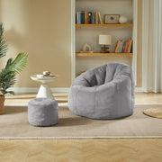 POLTRONA Sacco a Fiore con Poggiapiedi 105x105x70 cm Grigio