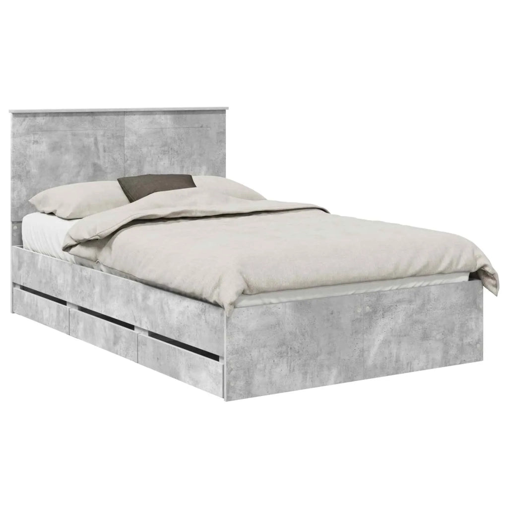 Letto matrimoniale | Letto per adulti | Struttura del letto con cassetto Grigio cemento 135 x 190 cm