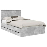 Letto matrimoniale | Letto per adulti | Struttura del letto con cassetto Grigio cemento 135 x 190 cm