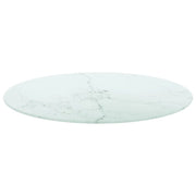 Piano per Tavolo Bianco Ø60x0,8 cm Vetro Temperato Design Marmo 322248