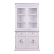 Cristalliera 2 porte shabby legno bianco anticato decorato 105x42x205 - Mobili 2G