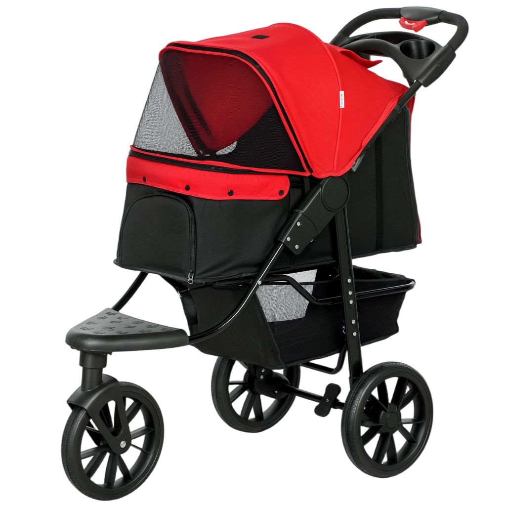 Passeggino per cani pieghevole ¨C Xylo ¨C 3 ruote, fino a 10 kg, rosso, 109,5x57,5x106,5 cm